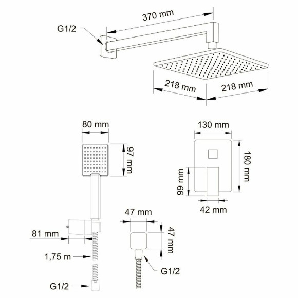 Душевая система Swedbe Platta 5540 Хром Душевая система Swedbe Platta 5540 Хром