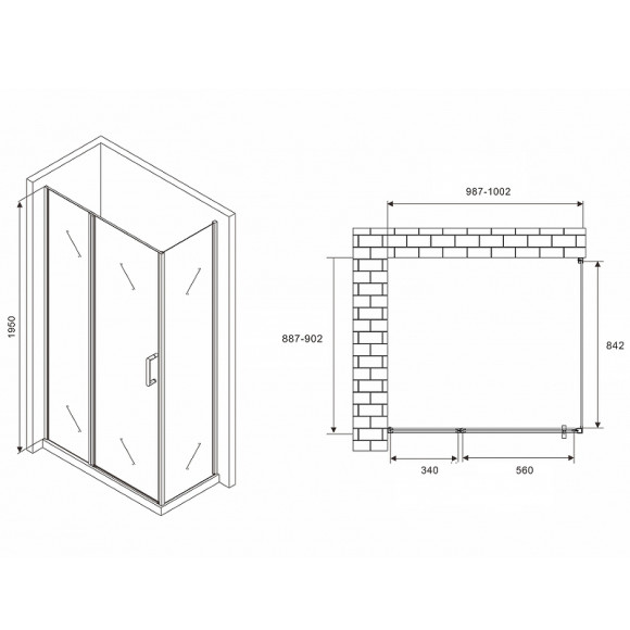 Душевой уголок Abber Sonnenstrand 100х90 AG04100MS-S90M профиль Хром стекло матовое Душевой уголок Abber Sonnenstrand 100х90 AG04100MS-S90M профиль Хром стекло матовое