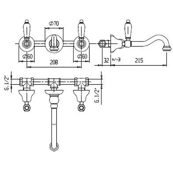 Смеситель для раковины Cezares First FIRST-BLS1-03/24-M Золото 24 карат