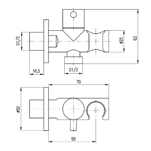 Гигиенический душ с запорным вентилем Rav Slezak Sena SK0056 Хром