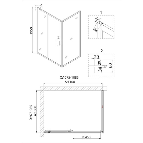 Душевой уголок Niagara Nova 110х100 NG-62-11A-A100 профиль Хром стекло прозрачное Душевой уголок Niagara Nova 110х100 NG-62-11A-A100 профиль Хром стекло прозрачное