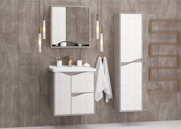 Тумба под раковину Onika Брендон 60.13 106138 подвесная Камень светлый Бетон крем