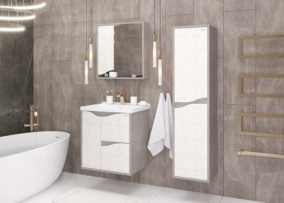 Тумба под раковину Onika Брендон 60.13 106138 подвесная Камень светлый Бетон крем