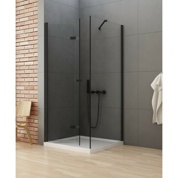 Душевой уголок New Trendy New Soleo Black 100х110 L D-0236A/D-0148B профиль Черный стекло прозрачное Душевой уголок New Trendy New Soleo Black 100х110 L D-0236A/D-0148B профиль Черный стекло прозрачное