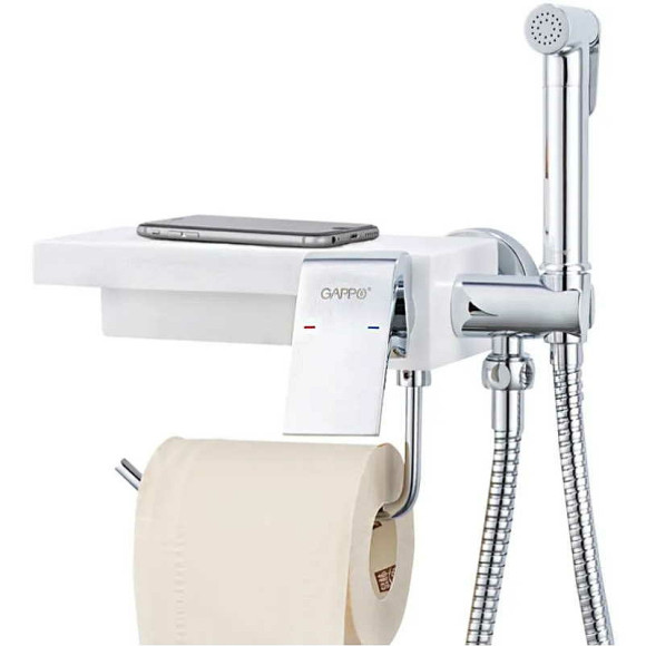 Гигиенический душ со смесителем Gappo Gyron G7296 Хром Белый Гигиенический душ со смесителем Gappo Gyron G7296 Хром Белый