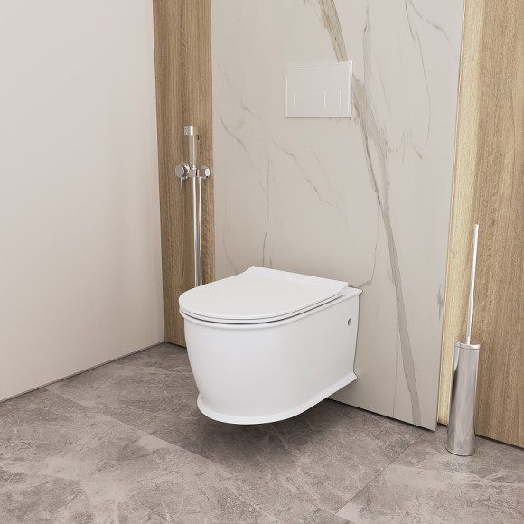 Унитаз Grossman Retro GR-4482MS подвесной Белый матовый с сиденьем Микролифт Унитаз Grossman Retro GR-4482MS подвесной Белый матовый с сиденьем Микролифт