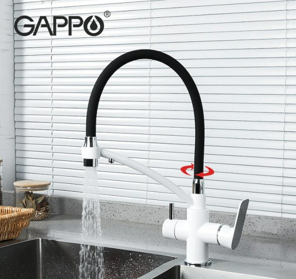Смеситель для кухни Gappo G48 G4348 Белый Черный