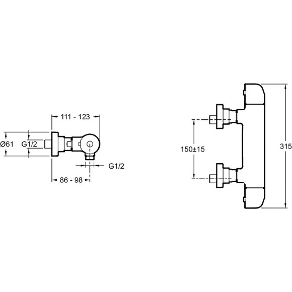 Смеситель для душа Jacob Delafon Villette E23720-CP с термостатом Хром Смеситель для душа Jacob Delafon Villette E23720-CP с термостатом Хром