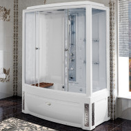 Душевой бокс Radomir Элис 2 168x85 L 1-04-1-1-5-0960 с баней профиль Белый стекло прозрачное