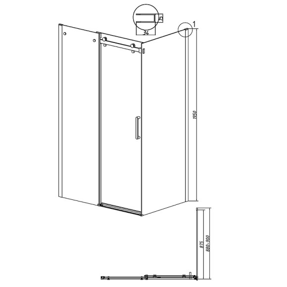 Душевая стенка Grossman Classic 90 200.K33.04.90.21.00 профиль Черный матовый стекло прозрачное Душевая стенка Grossman Classic 90 200.K33.04.90.21.00 профиль Черный матовый стекло прозрачное