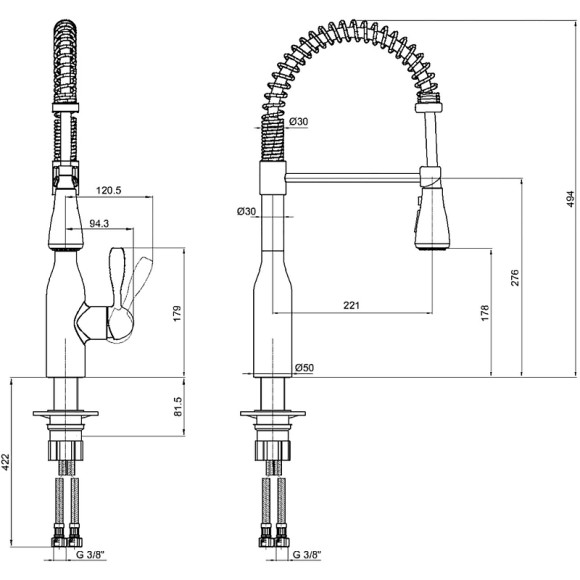 Смеситель для кухни E.C.A. Flux 406218019EX Сталь Смеситель для кухни E.C.A. Flux 406218019EX Сталь