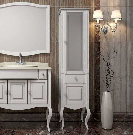 Шкаф пенал Opadiris Лаура 44 R Z0000012757 Белый матовый ручки Swarovski Хром Шкаф пенал Opadiris Лаура 44 R Z0000012757 Белый матовый ручки Swarovski Хром