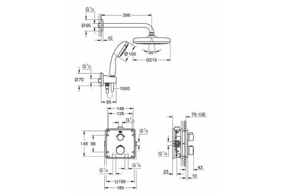 Душевая система Grohe Grohtherm 34729000 с термостатом Хром Душевая система Grohe Grohtherm 34729000 с термостатом Хром