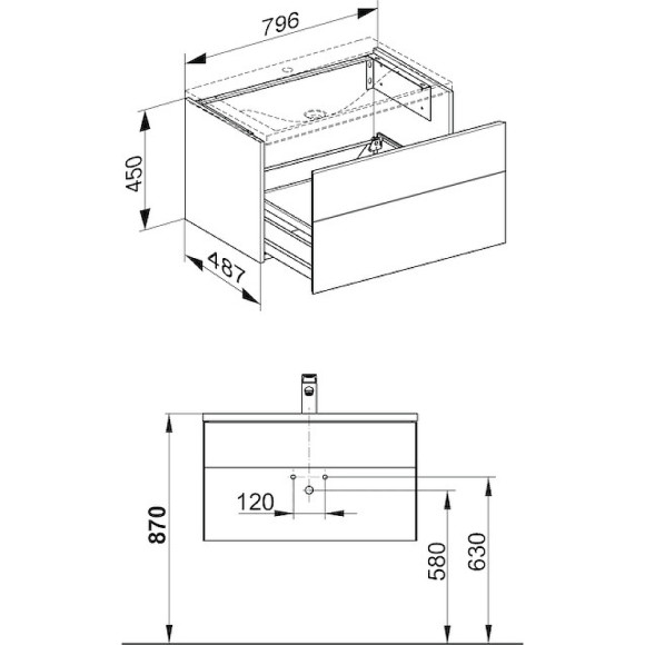Тумба под раковину Keuco Royal Reflex 80 34060140000 подвесная Трюфель