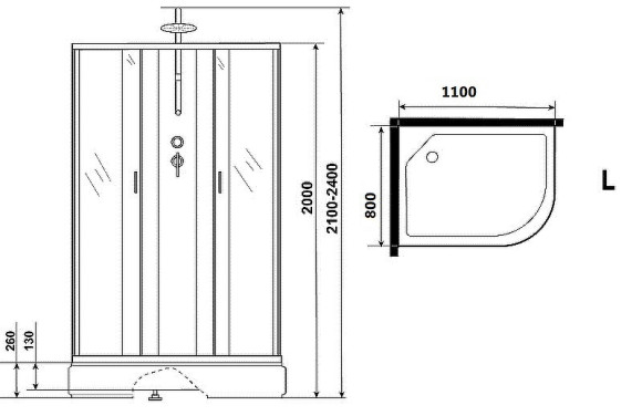 Душевая кабина Niagara Classic 110х80 L NG-33184-14LBKTG с гидромассажем Душевая кабина Niagara Classic 110х80 L NG-33184-14LBKTG с гидромассажем