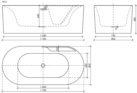Акриловая ванна Sancos Omega 170x80 FB16 без гидромассажа