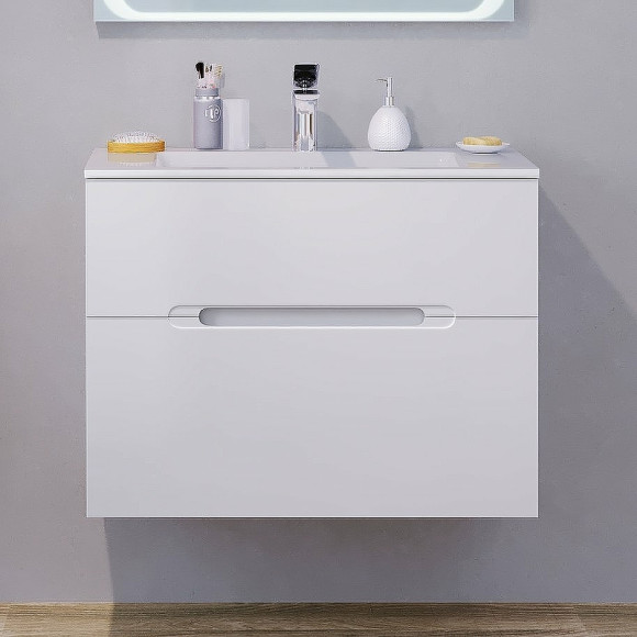 Тумба под раковину Jorno Modul 80 Mоl.01.77/P/W подвесная Белый глянец