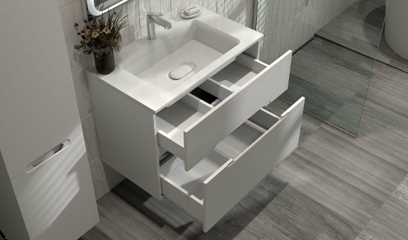 Тумба под раковину Jorno Modul 80 Mоl.01.77/P/W подвесная Белый глянец