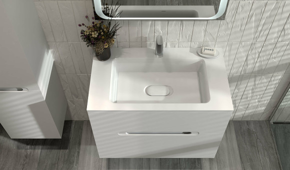 Тумба под раковину Jorno Modul 80 Mоl.01.77/P/W подвесная Белый глянец