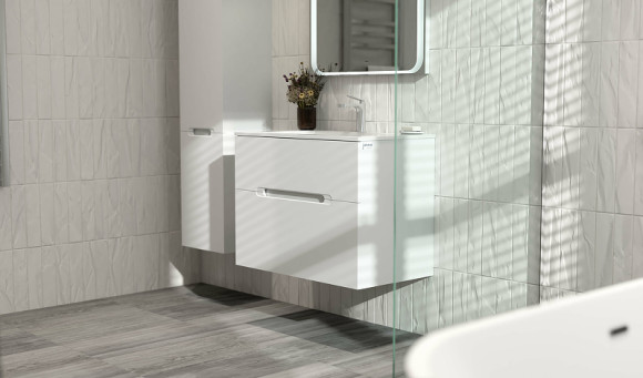 Тумба под раковину Jorno Modul 80 Mоl.01.77/P/W подвесная Белый глянец