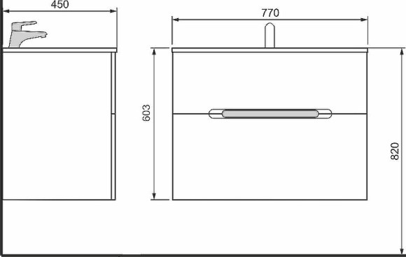 Тумба под раковину Jorno Modul 80 Mоl.01.77/P/W подвесная Белый глянец