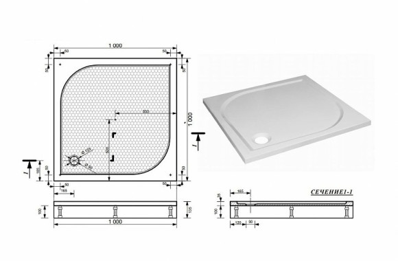 Душевой поддон из искусственного камня Эстет Гамма 100х100 ФР-00000957 Белый Душевой поддон из искусственного камня Эстет Гамма 100х100 ФР-00000957 Белый