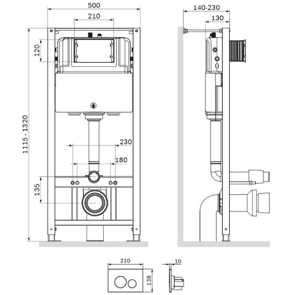 Инсталляция AM.PM Pro I012704.9038 для подвесного унитаза с Черной матовой клавишей смыва Инсталляция AM.PM Pro I012704.9038 для подвесного унитаза с Черной матовой клавишей смыва