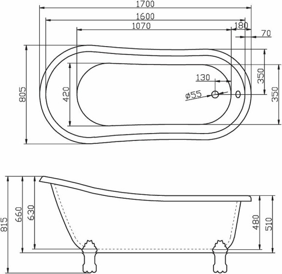 Акриловая ванна BelBagno 170x80 BB04 Белая Акриловая ванна BelBagno 170x80 BB04 Белая