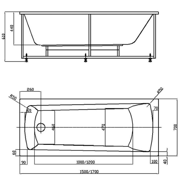 Акриловая ванна Aquatek Либра New 170x70 LIB170N-0000049 без панелей, каркаса и слив-перелива Акриловая ванна Aquatek Либра New 170x70 LIB170N-0000049 без панелей, каркаса и слив-перелива