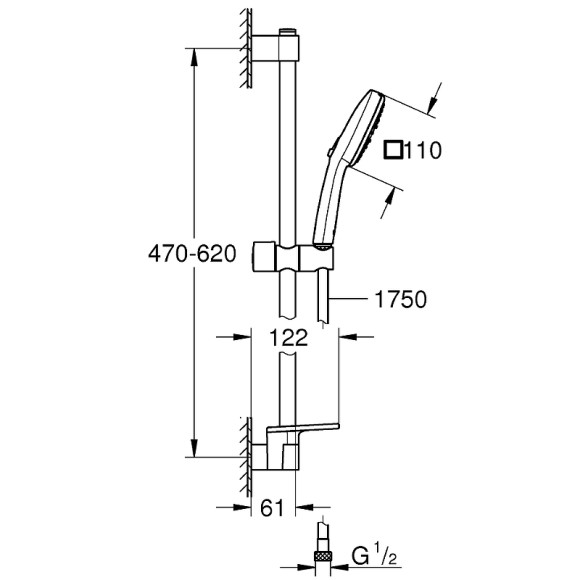 Душевой гарнитур Grohe Tempesta Cube 110 27929003 Хром Душевой гарнитур Grohe Tempesta Cube 110 27929003 Хром