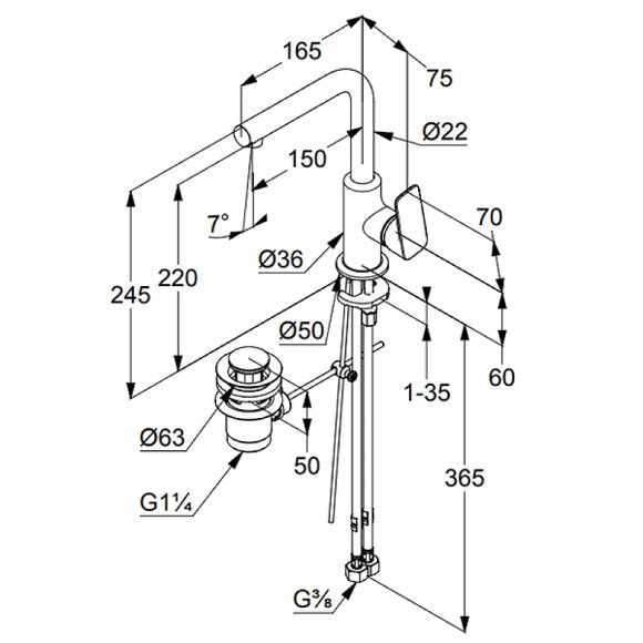 Смеситель для раковины Kludi Pure Style 400250575 Хром Смеситель для раковины Kludi Pure Style 400250575 Хром