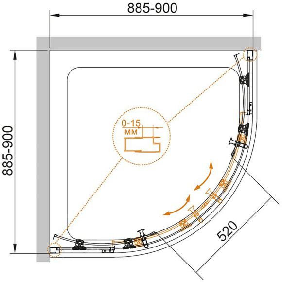 Душевой уголок Cezares Eco 90x90 ECO-O-R-2-90-C-Cr профиль Хром стекло прозрачное Душевой уголок Cezares Eco 90x90 ECO-O-R-2-90-C-Cr профиль Хром стекло прозрачное