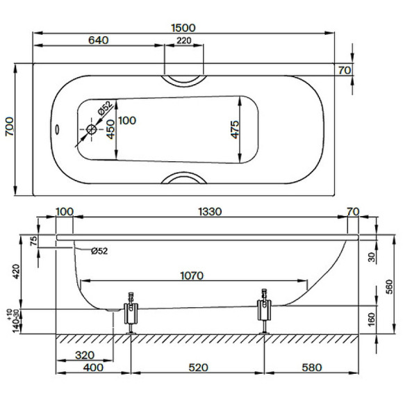Стальная ванна Bette Form 150х70 2941-000ADARPLUS с антискользящим покрытием Стальная ванна Bette Form 150х70 2941-000ADARPLUS с антискользящим покрытием