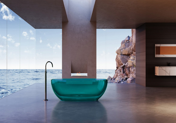 Ванна из полиэфирной смолы Abber Kristall 170х75 AT9703Aquamarin Бирюзовая без гидромассажа