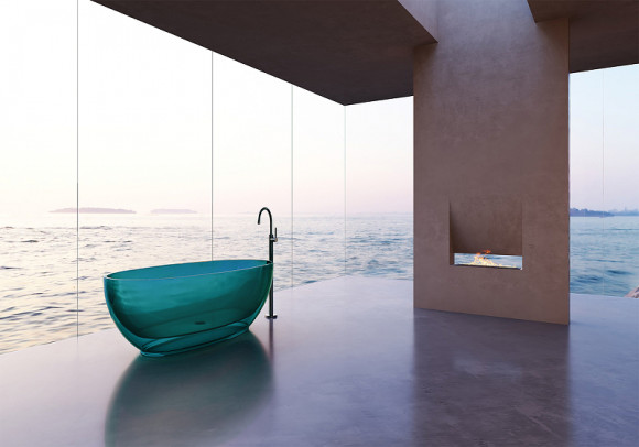 Ванна из полиэфирной смолы Abber Kristall 170х75 AT9703Aquamarin Бирюзовая без гидромассажа