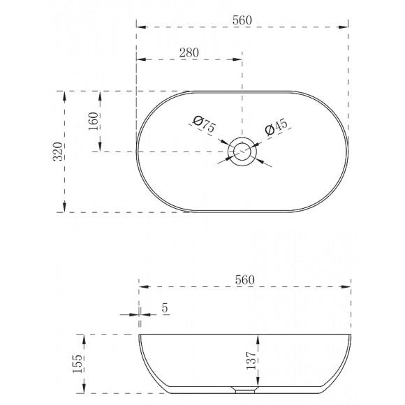 Раковина-чаша Abber Stein 56 AS2611 Белая матовая