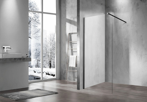 Душевая перегородка Vincea Walk-In 60 VSW-1H600CLB профиль Черный стекло прозрачное