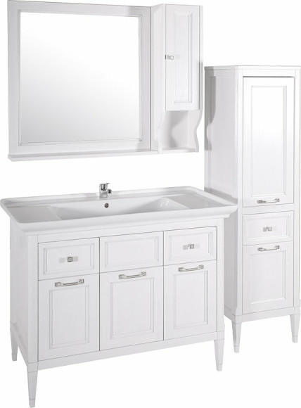 Тумба под раковину ASB-Woodline Гранда 105 11486 Белая с патиной Серебро Тумба под раковину ASB-Woodline Гранда 105 11486 Белая с патиной Серебро