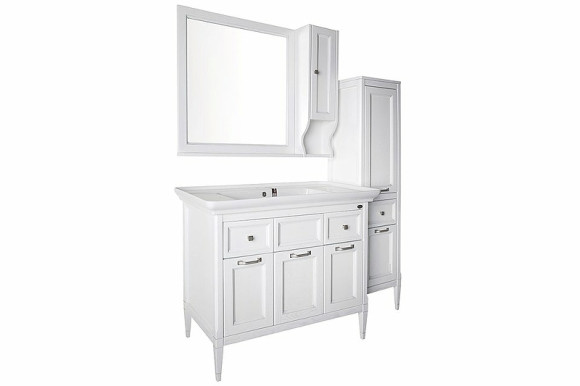 Тумба под раковину ASB-Woodline Гранда 105 11486 Белая с патиной Серебро Тумба под раковину ASB-Woodline Гранда 105 11486 Белая с патиной Серебро