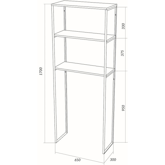 Стеллаж 1MarKa Grunge Loft 65 Ц0000005440 над стиральной машиной Дуб вотан