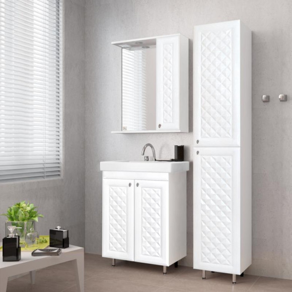 Зеркало со шкафом Style Line Канна 60 С Люкс с подсветкой Белый глянец Зеркало со шкафом Style Line Канна 60 С Люкс с подсветкой Белый глянец