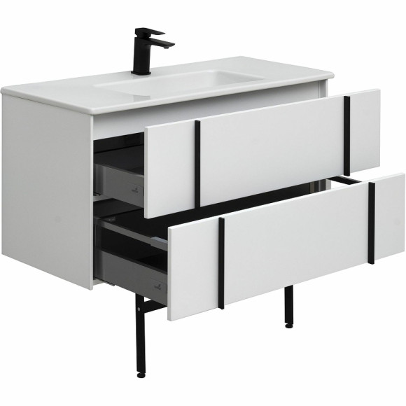 Тумба под раковину Allen Brau Reality 100 1.32007.WM подвесная Белая матовая Тумба под раковину Allen Brau Reality 100 1.32007.WM подвесная Белая матовая