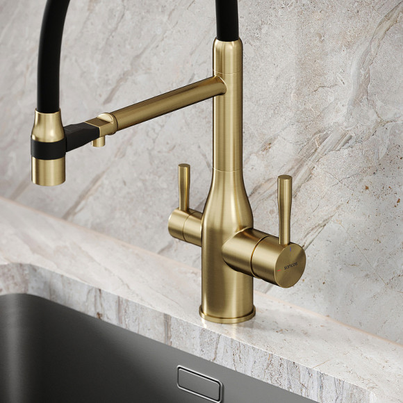 Смеситель для кухни Sancos Garda SC4009BG Золото брашированное Черный Смеситель для кухни Sancos Garda SC4009BG Золото брашированное Черный