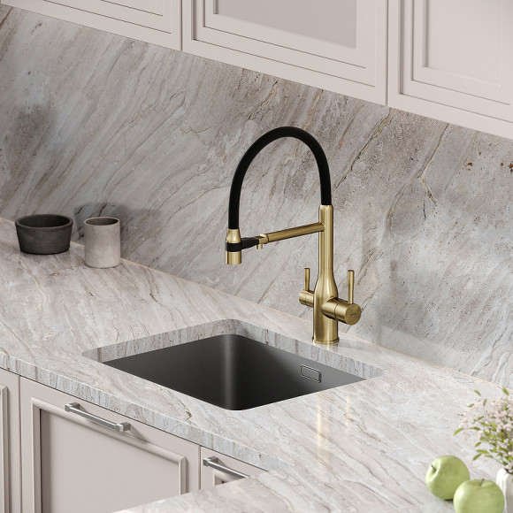 Смеситель для кухни Sancos Garda SC4009BG Золото брашированное Черный Смеситель для кухни Sancos Garda SC4009BG Золото брашированное Черный