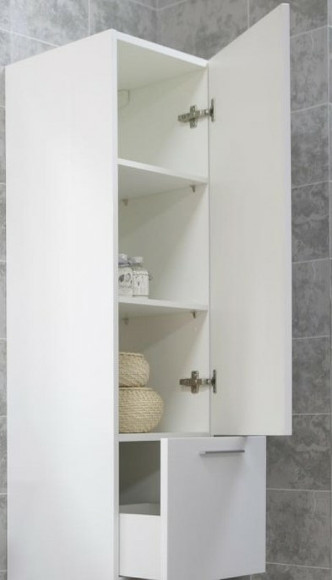 Шкаф пенал Aquaton Инди 34 1A188603ND010 подвесной с бельевой корзиной Белый