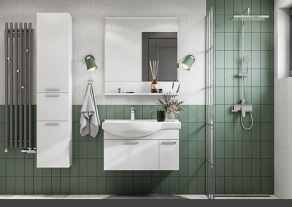 Шкаф пенал Aquaton Инди 34 1A188603ND010 подвесной с бельевой корзиной Белый