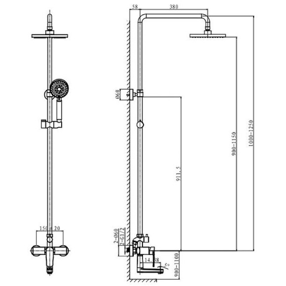 Душевая система Caprigo Atlantic 51-310-crm Хром