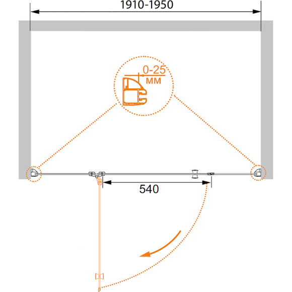 Душевая дверь в нишу Cezares Verona B-13-100 200 профиль Хром стекло прозрачное