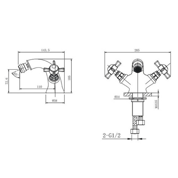 Смеситель для биде Caprigo Bristol 21-530-vot Бронза Смеситель для биде Caprigo Bristol 21-530-vot Бронза