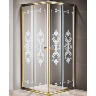 Душевой уголок Cezares Giubileo 90х90 GIUBILEO-A-2-90-SCORREVOLE-CP-G профиль Золото стекло прозрачное с рисунком